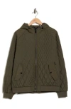 Karl Lagerfeld Paris Hooded Diamond Quilted Jacket In Green