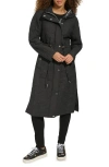 Karl Lagerfeld Double L Quilted Hooded Long Anorak In Black