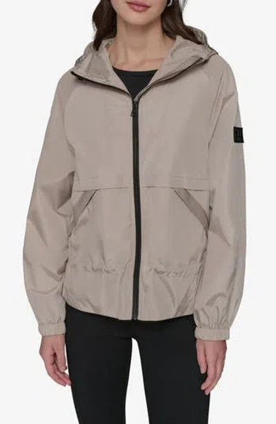 Karl Lagerfeld Paris Hooded Windbreaker In Neutral