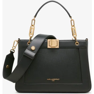 Karl Lagerfeld Paris Ivette Satchel In Black/gold