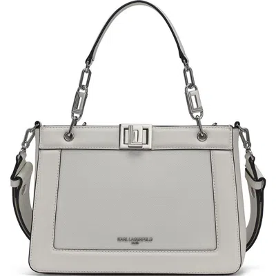 Karl Lagerfeld Paris Ivette Satchel In Winter White/silver