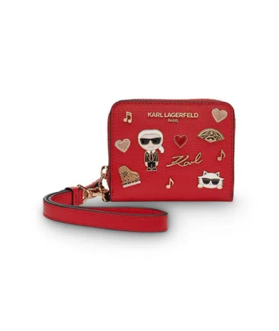 Karl Lagerfeld Paris Jaqueline Small Wallet With Cate Pins In Red