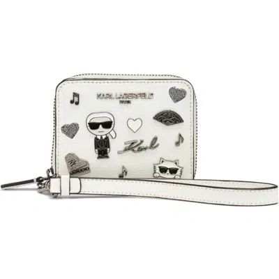 Karl Lagerfeld Paris Jaqueline Small Wallet With Cate Pins In White