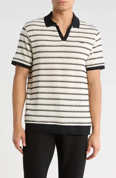 Karl Lagerfeld Paris Johnny Collar Stripe Knit Polo In Multi