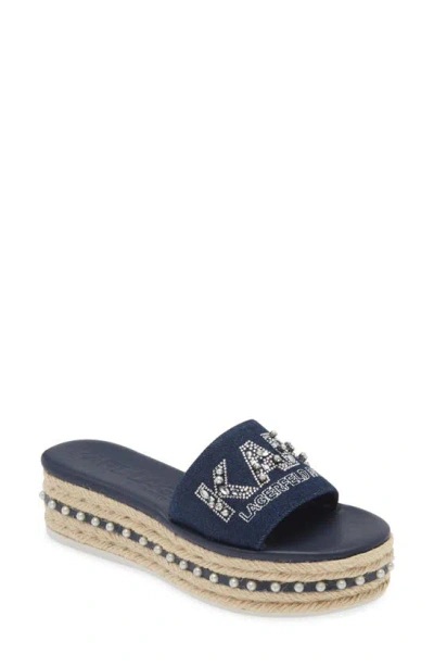 Karl Lagerfeld Kamara Pearl Platform Sandal In Denim Blue