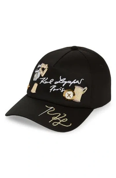 Karl Lagerfeld Paris Karl Atelier Adjustable Baseball Cap In Black