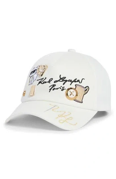 Karl Lagerfeld Paris Karl Atelier Adjustable Baseball Cap In White