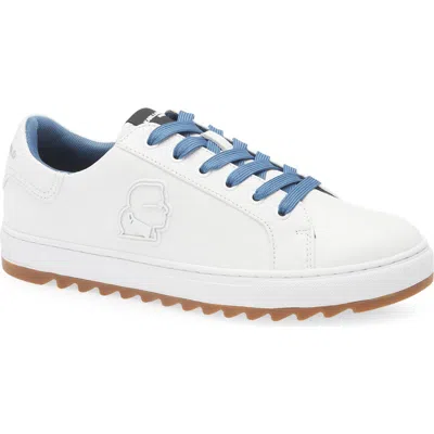 Karl Lagerfeld Paris Karl Head Leather Sneaker In White/blue