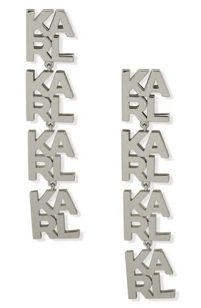 Karl Lagerfeld Paris Karl Logo Linear Drop Earrings In Metallic
