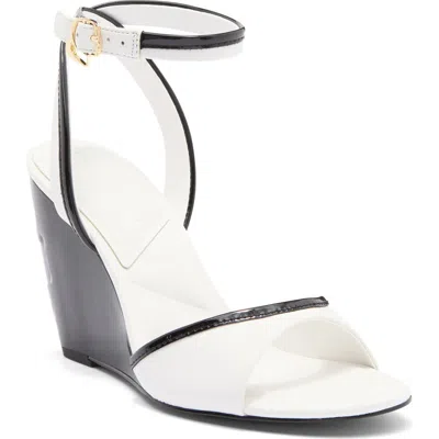 Karl Lagerfeld Paris Kersey Wedge Sandal In Bright White/black