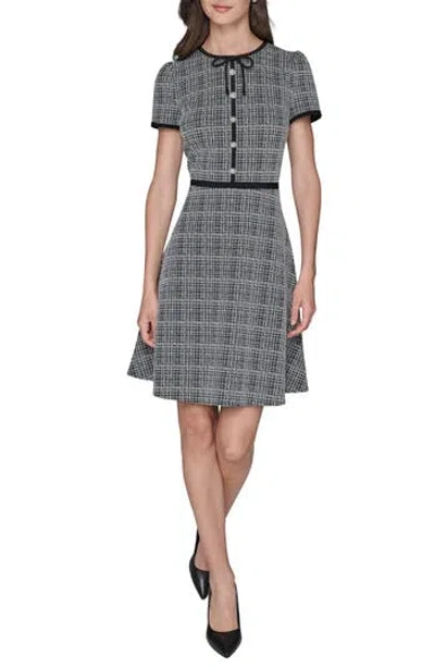 Karl Lagerfeld Paris Knit Jacquard Dress In Gray