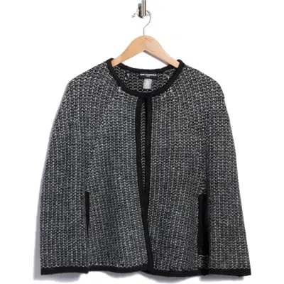 Karl Lagerfeld Paris Knit Tweed Cape Shawl In Black