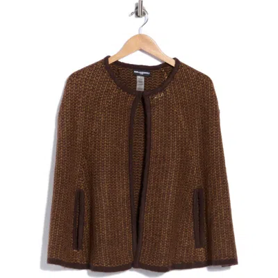 Karl Lagerfeld Paris Knit Tweed Cape Shawl In Chocolate