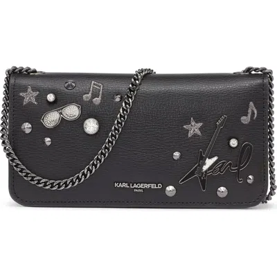 Karl Lagerfeld Paris Kosette Small Shoulder Bag In Black Metallic
