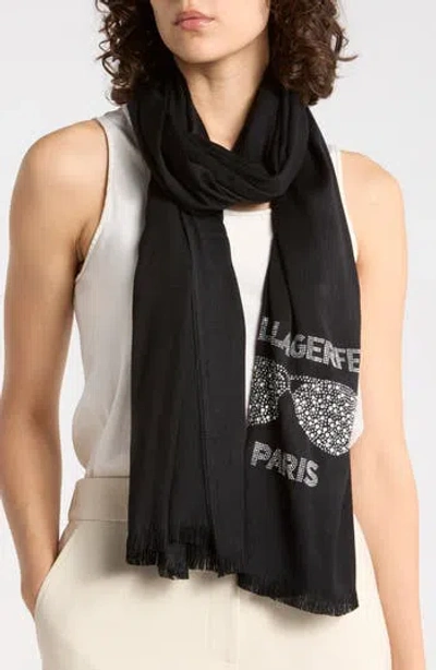 Karl Lagerfeld Paris Krystal Sunglasses Pashmina In Black