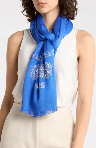 Karl Lagerfeld Paris Krystal Sunglasses Pashmina In Blue