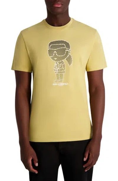 Karl Lagerfeld Paris Large Karl Character Logo Graphic T-shirt In Yellow