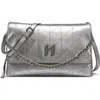 Karl Lagerfeld Lavande Leather Shoulder Bag In Metallic Silver