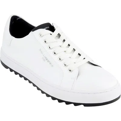 Karl Lagerfeld Paris Leather Low Top Sneaker In White