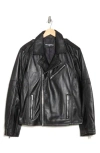 Karl Lagerfeld Paris Leather Moto Jacket In Black