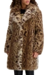 Karl Lagerfeld Paris Leopard Spot Faux Fur Coat In Brown