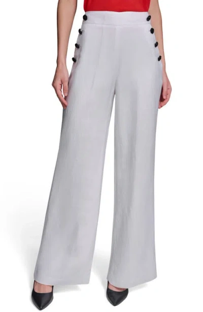 Karl Lagerfeld Paris Linen Blend Sailor Pants In White
