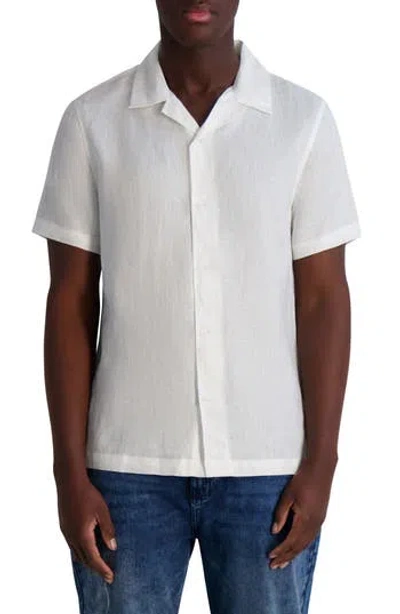 Karl Lagerfeld Paris Linen Camp Shirt In White
