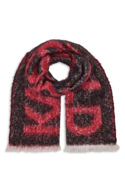 Karl Lagerfeld Paris Logo Fluffy Blanket Scarf In Red