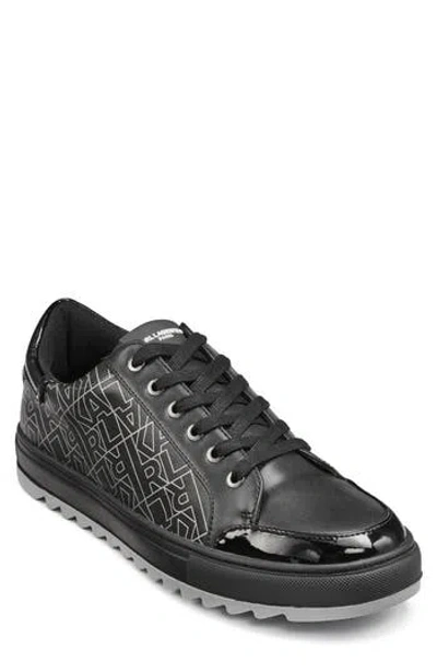 Karl Lagerfeld Men's Logo-print Leather Sneakers In Black