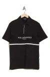 Karl Lagerfeld Paris Logo Mesh Knit Polo In Black