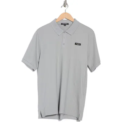 Karl Lagerfeld Paris Logo Patch Piqué Polo In Gray