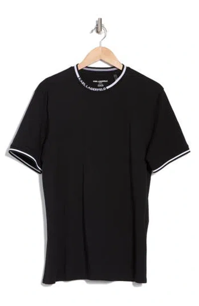 Karl Lagerfeld Paris Logo Trim Crewneck T-shirt In Black