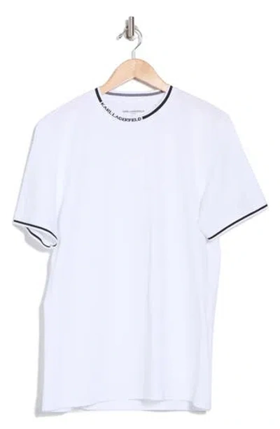 Karl Lagerfeld Paris Logo Trim Crewneck T-shirt In White