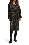 Karl Lagerfeld Paris Longline Wool Blend Coat In Animal Print