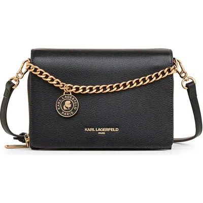 Karl Lagerfeld Paris Lourdes Crossbody In Black/gold