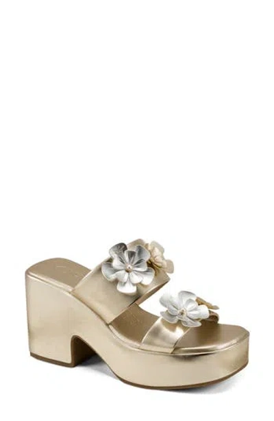 Karl Lagerfeld Paris Marcelline Platform Slide Sandal In Gold