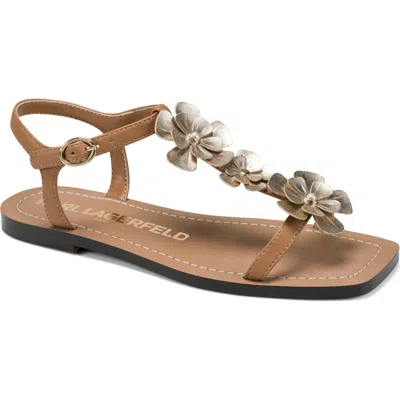 Karl Lagerfeld Paris Margate T-strap Sandal In Brown