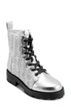 Karl Lagerfeld Women's Marlee Sequin Combat Boots In Silver