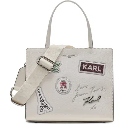 Karl Lagerfeld Paris Maybelle Pins+rhinestones Satchel In Winter White/silver