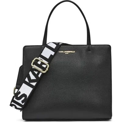 Karl Lagerfeld Paris Maybelle Satchel In Black/ Gold