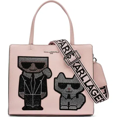 Karl Lagerfeld Paris Maybelle Standing Karl And Choupette Satchel With Stones In Lotus