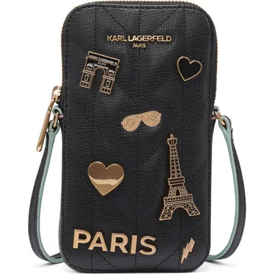 Karl Lagerfeld Paris Maybelle Wallet On A Chain In Black/ Gold