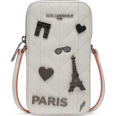 Karl Lagerfeld Paris Maybelle Wallet On A Chain In Winter White Multi