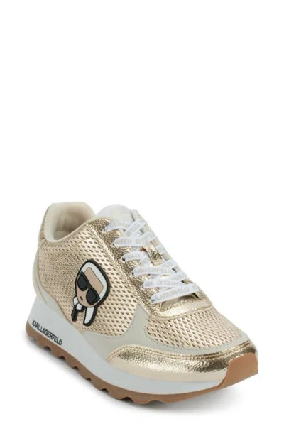 Karl Lagerfeld Paris Meade Metallic Sneaker In White Gold