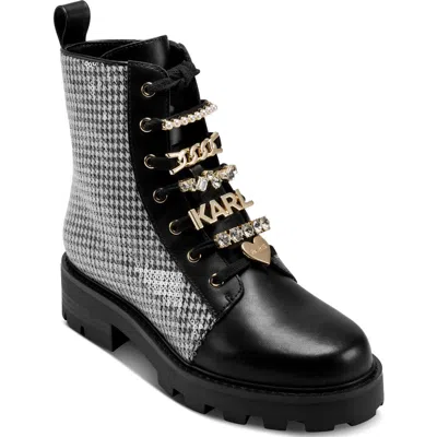 Karl Lagerfeld Paris Mela Combat Boot In Black