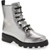 Karl Lagerfeld Paris Mela Combat Boot In Pewter