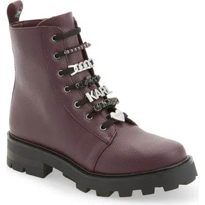Karl Lagerfeld Paris Mela Lug Sole Boot In Burgundy