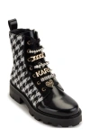Karl Lagerfeld Paris Mela Tweed Combat Boot In 005 - Black/white