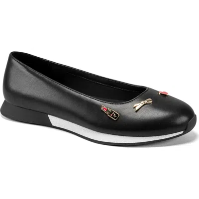 Karl Lagerfeld Paris Melantha Faux Leather Ballet Sneaker In Black