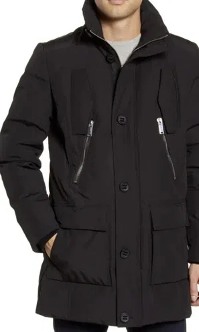 Pre-owned Karl Lagerfeld Paris Mens Parka Coat Faux Fur Hooded Size L. In Black